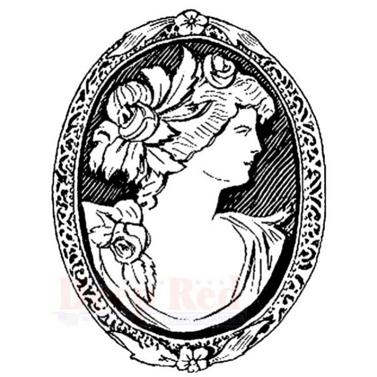 Deep Red Stamps Cameo Brooch Rubber Cling Stamp 1.6 x 2.1 inches